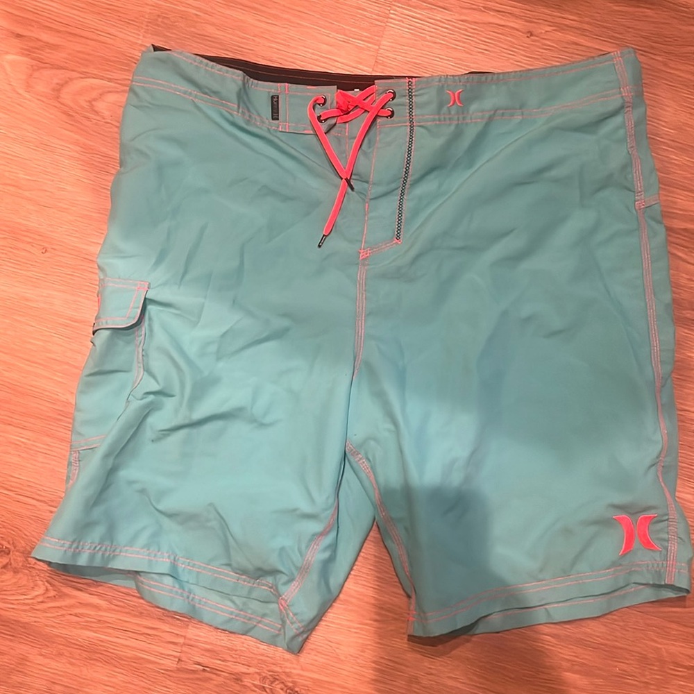Hurley Board Shorts - blue with orange stitching